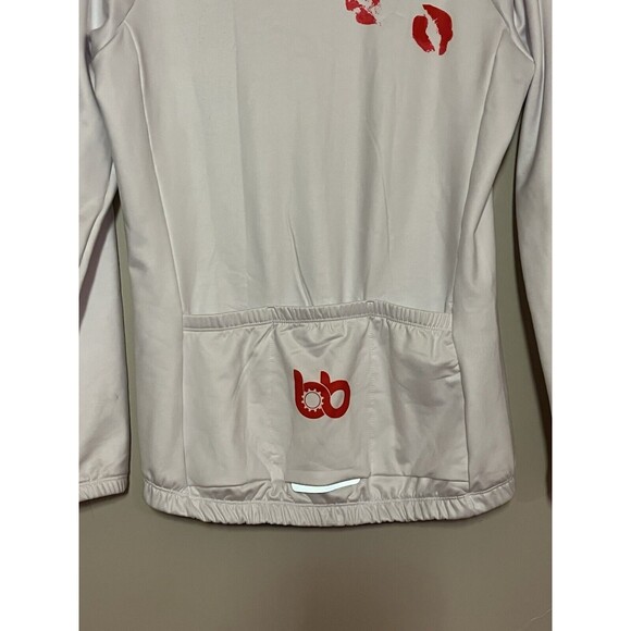 Bicycle Booth BB Fleece Lined White Hot Lips Kiss‎ Cycling Jersey, Women's Large - Picture 7 of 8